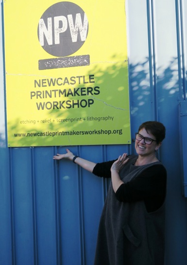 Kate Gorringe-Smith arrives at the Newcastle Printmakers Workshop